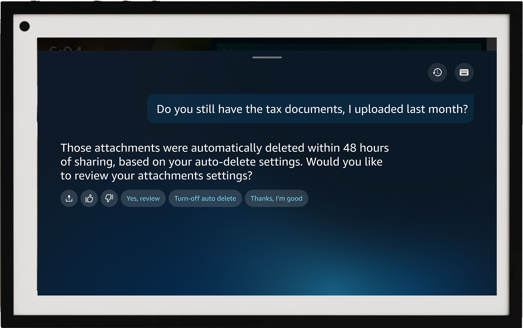 Alexa+ review attachments on Echo Show
