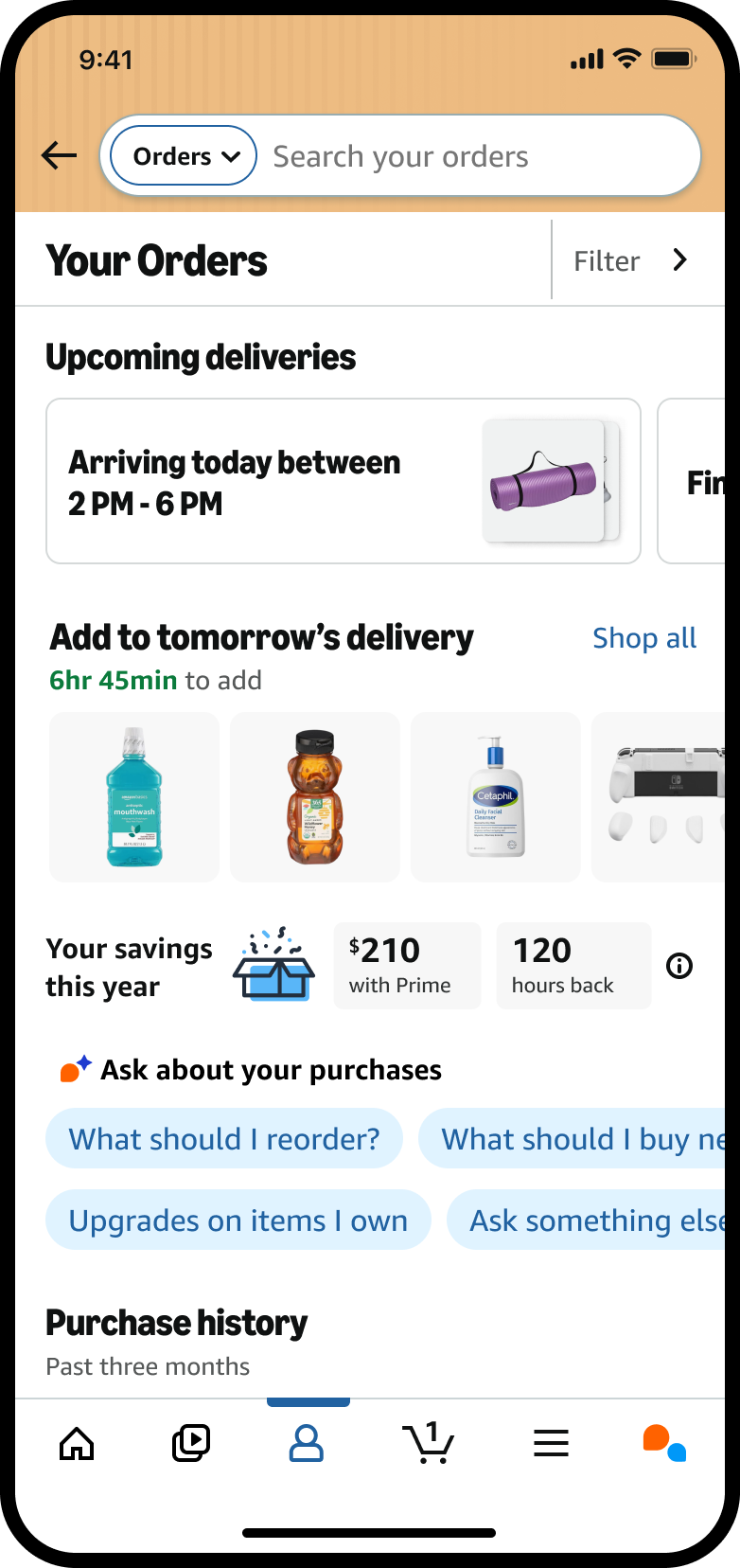 Add to tomorrow's delivery inside Your Orders