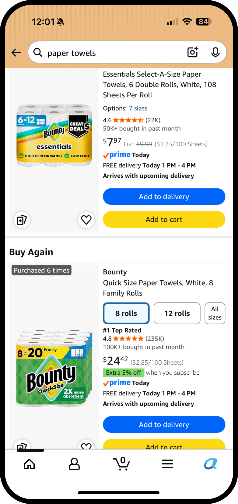 Add to delivery screen 2