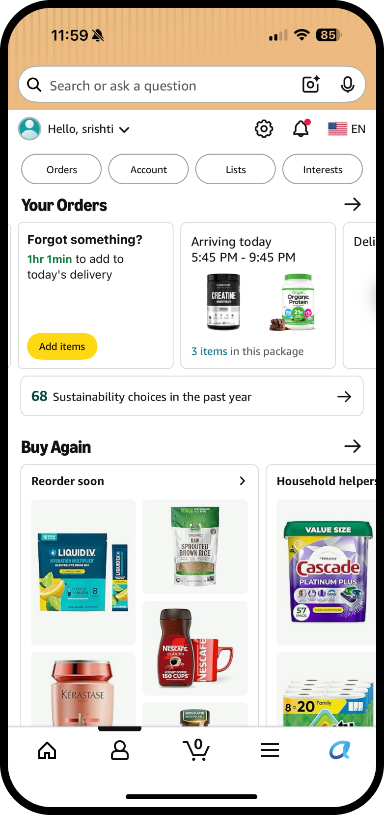 Add to delivery screen 3