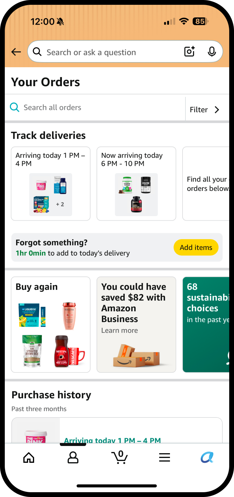 Add to delivery screen 4