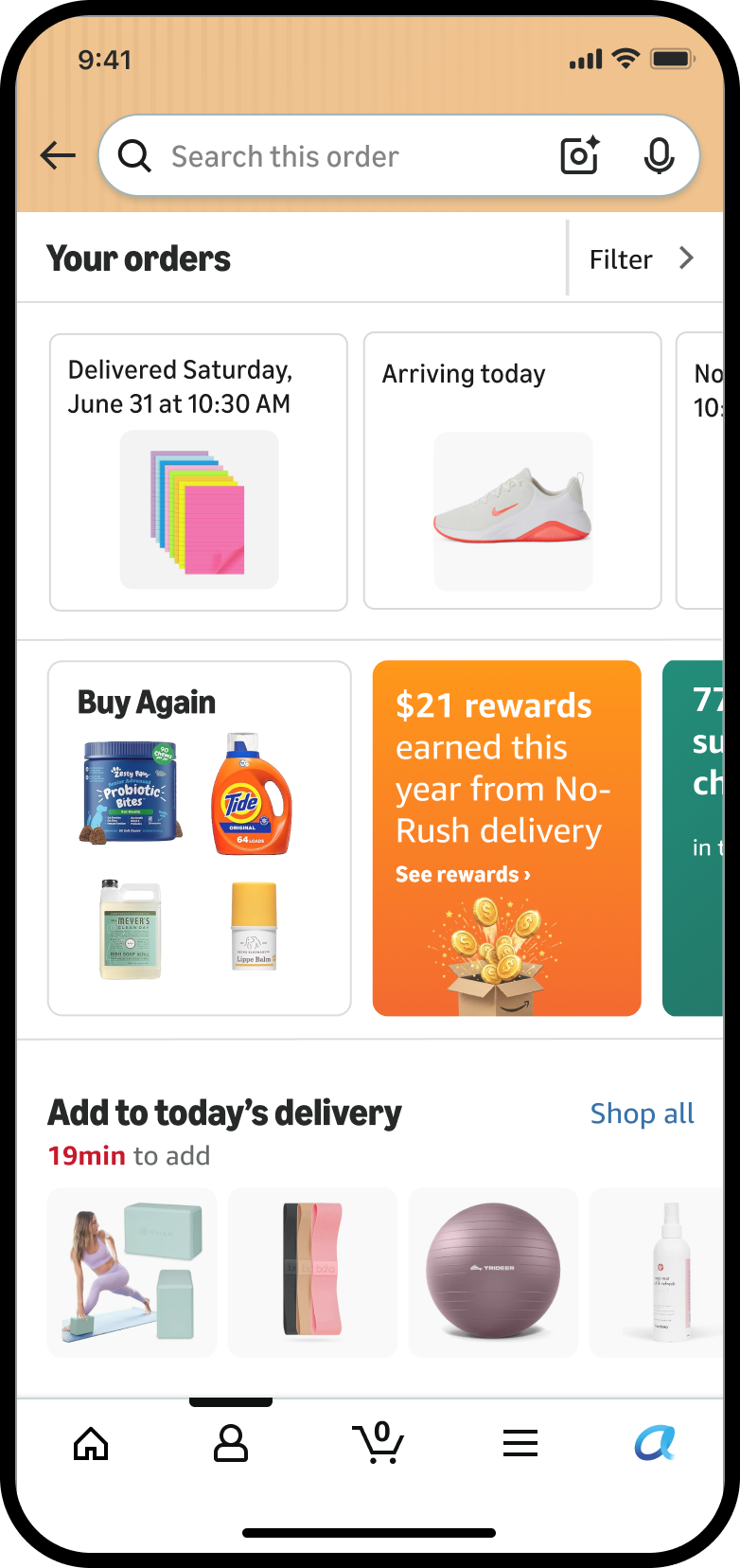 Your Orders with a rewards earned this year entry point